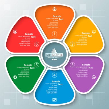 vektör soyut 3d kağıt bilgi elemanları. Dairesel bilgi grafikleri