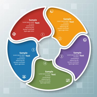 vektör soyut 3d kağıt bilgi elemanları. Dairesel bilgi grafikleri