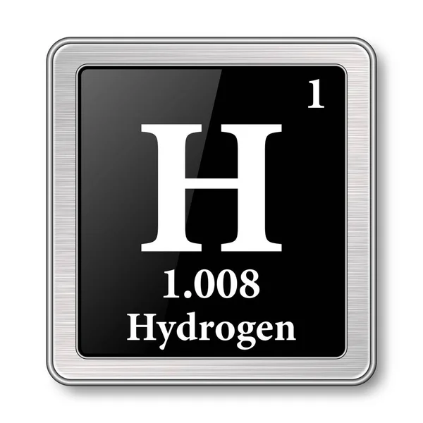 Símbolo Hidrogeno Elemento Químico Tabla Periódica Sobre Fondo Negro Brillante — Vector de stock