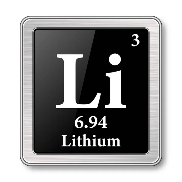 Symbole Lithium Élément Chimique Tableau Périodique Sur Fond Noir Brillant — Image vectorielle