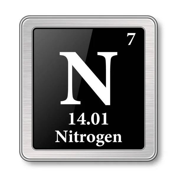 Símbolo Nitrogen Elemento Químico Tabla Periódica Sobre Fondo Negro Brillante — Archivo Imágenes Vectoriales