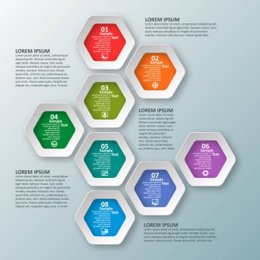 vektör soyut 3d kağıt bilgi elemanları. Hexagon bilgi grafikleri. Bal peteği tasarımı