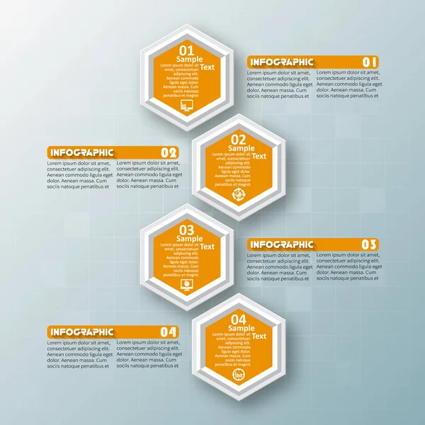 Vector Abstracto Papel Infografía Elements Hexagon Infographics Honeycomb Diseño — Vector de stock