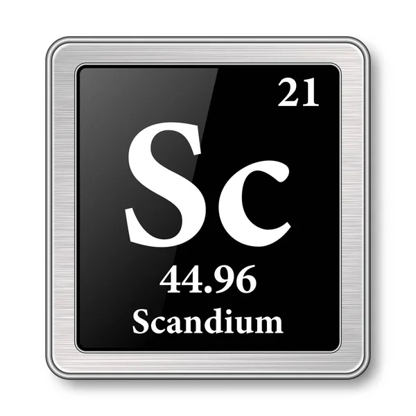Scandium Szimbólum Kémiai Eleme Periódusos Rendszer Egy Fényes Fekete Háttér — Stock Vector