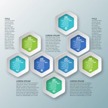 vektör soyut 3d kağıt bilgi elemanları. Hexagon bilgi grafikleri. Bal peteği tasarımı