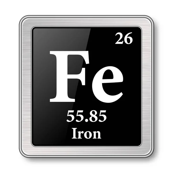 Ijzeren Symbolen Chemisch Element Van Het Periodiek Systeem Een Glanzende — Stockvector