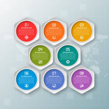 vektör soyut 3d kağıt bilgi elemanları. Hexagon bilgi grafikleri. Bal peteği tasarımı