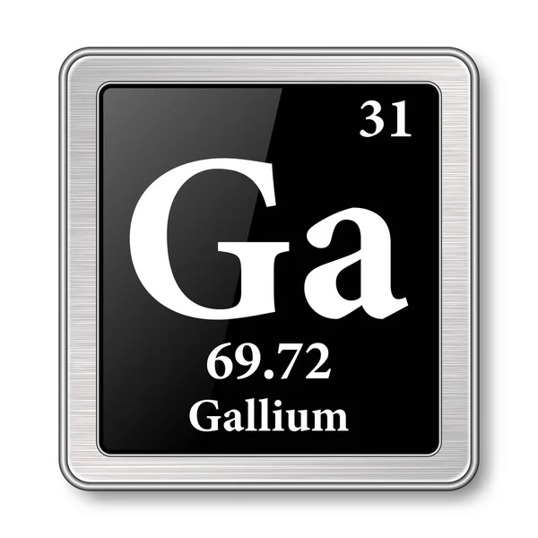 Gallium Symbol Chemical Element Periodic Table Glossy Black Background Silver — Stock Vector