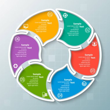 vektör soyut 3d kağıt bilgi elemanları. Dairesel bilgi grafikleri