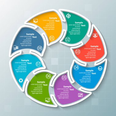 vektör soyut 3d kağıt bilgi elemanları. Dairesel bilgi grafikleri