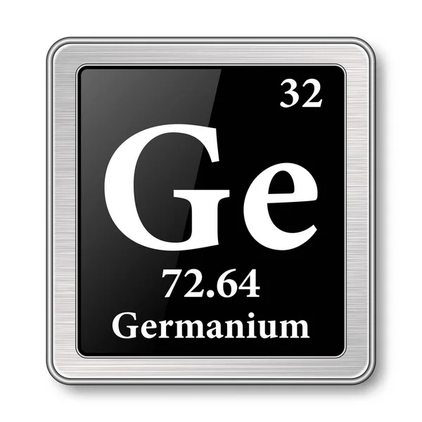 Symbol Germania Chemický Prvek Periodické Tabulky Lesklém Černém Pozadí Stříbrném — Stockový vektor