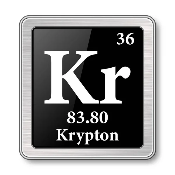Símbolo Krypton Elemento Químico Tabla Periódica Sobre Fondo Negro Brillante — Archivo Imágenes Vectoriales