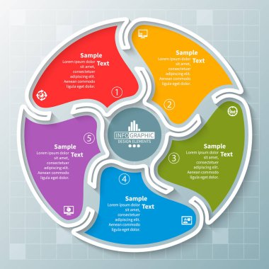 vektör soyut 3d kağıt bilgi elemanları. Dairesel bilgi grafikleri