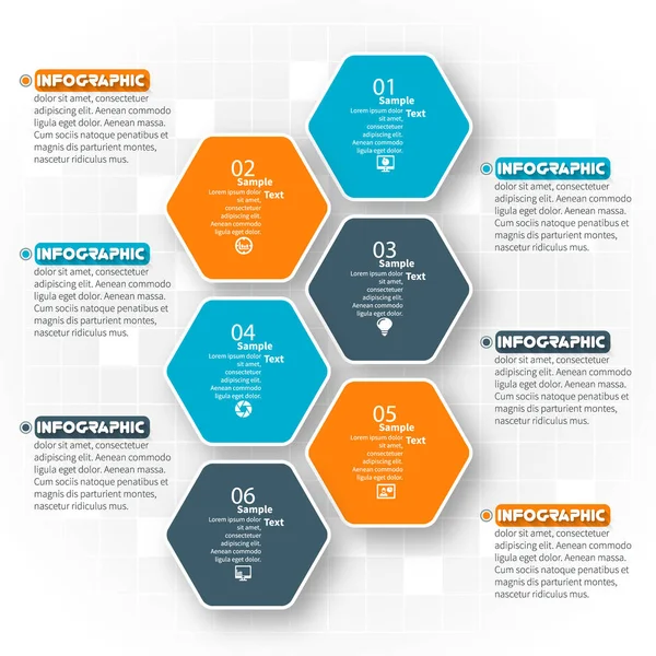 Vektör Soyut Kağıt Bilgi Elemanları Hexagon Bilgi Grafikleri Bal Peteği — Stok Vektör