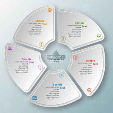 vektör soyut 3d kağıt bilgi elemanları. Dairesel bilgi grafikleri