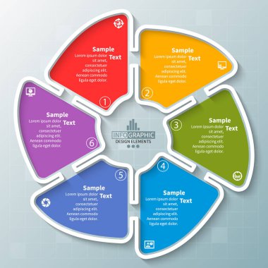 vektör soyut 3d kağıt bilgi elemanları. Dairesel bilgi grafikleri