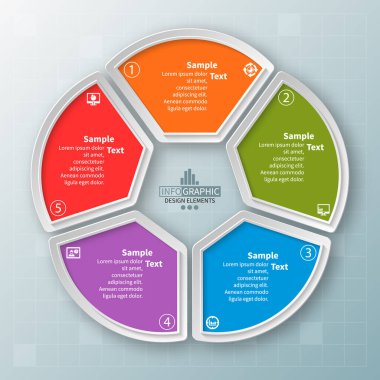 vektör soyut 3d kağıt bilgi elemanları. Dairesel bilgi grafikleri