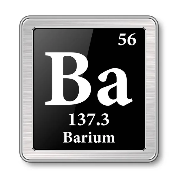 Símbolo Bário Elemento Químico Tabela Periódica Sobre Fundo Preto Brilhante — Vetor de Stock