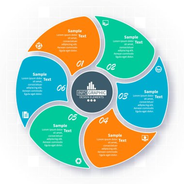 vektör soyut 3d kağıt bilgi elemanları. Dairesel bilgi grafikleri