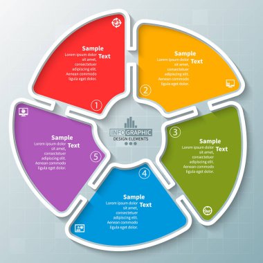 vektör soyut 3d kağıt bilgi elemanları. Dairesel bilgi grafikleri