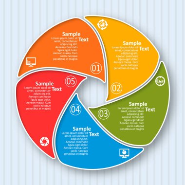 vektör soyut 3d kağıt bilgi elemanları. Dairesel bilgi grafikleri