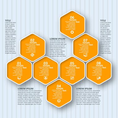 vektör soyut 3d kağıt bilgi elemanları. Hexagon bilgi grafikleri. Bal peteği tasarımı