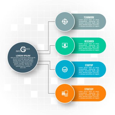vektör soyut 3d kağıt bilgi elemanları. Dairesel bilgi grafikleri