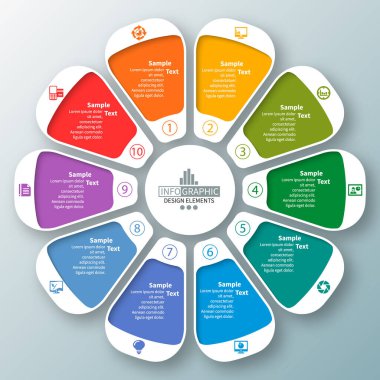 vektör soyut 3d kağıt bilgi elemanları. Dairesel bilgi grafikleri