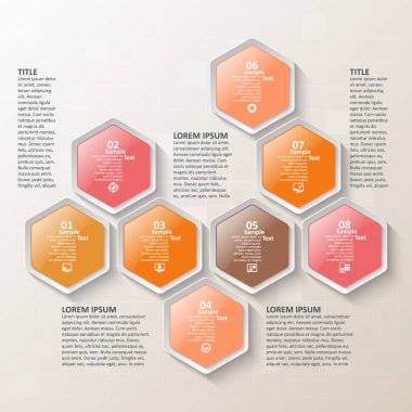 vektör soyut 3d kağıt bilgi elemanları. Hexagon bilgi grafikleri. Bal peteği tasarımı