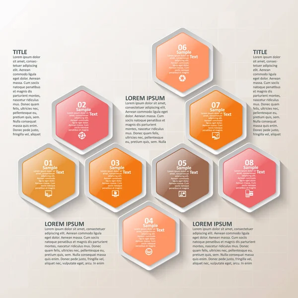 vektör soyut 3d kağıt bilgi elemanları. Hexagon bilgi grafikleri. Bal peteği tasarımı