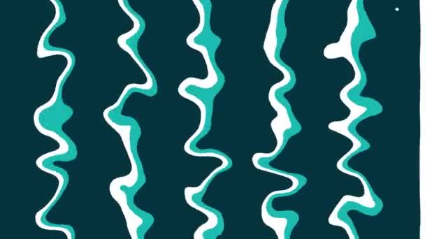 Animation Abstraite Rayée Boucle Fond Bleu Vert Avec Lignes Ondulées — Video