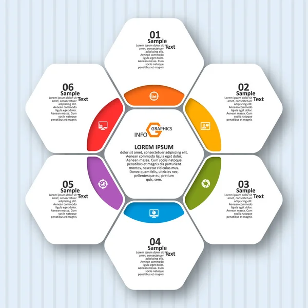 Vektorové Abstraktní Papírové Infografické Prvky Šestiúhelníkové Infografiky Návrh Voštinových Plástů — Stockový vektor