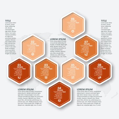 vektör soyut 3d kağıt bilgi elemanları. Hexagon bilgi grafikleri. Bal peteği tasarımı