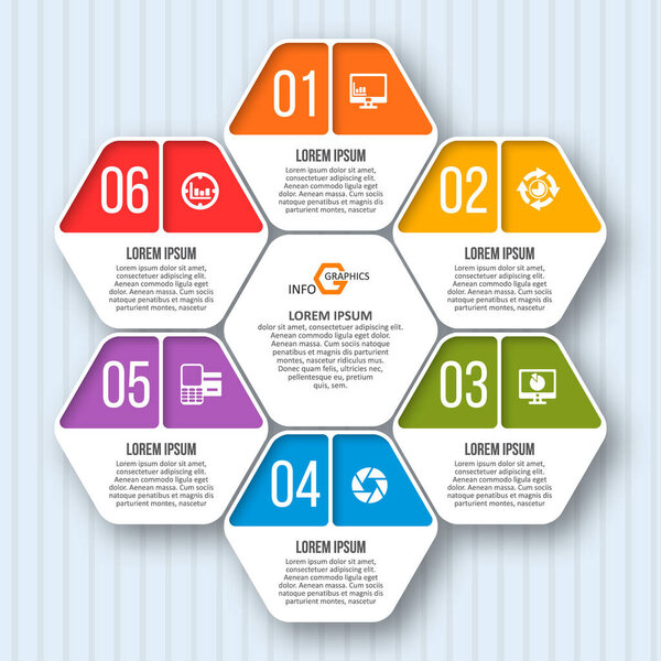 векторная абстракция 3d бумажные инфографические элементы.Hexagon infographics.Honeycomb дизайн