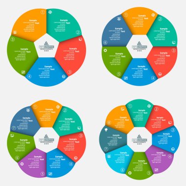 Dairesel Infographics.Vector soyut 3d kağıt bilgi ögeleri kümesi.