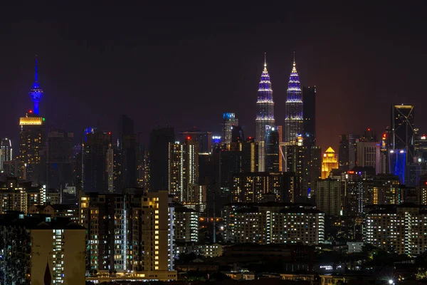 Kuala Lumpur Malaisie Juin 2019 Vue Nuit Sur Centre Ville — Photo