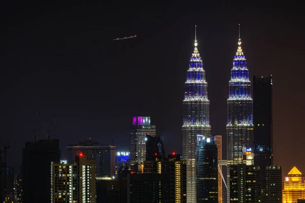 Kuala Lumpur Malaisie Juin 2019 Vue Nuit Sur Centre Ville — Photo