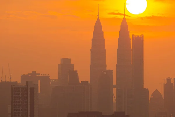 Coucher Soleil Sur Centre Kuala Lumpur Est Capitale Malaisie — Photo