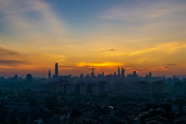 Coucher Soleil Sur Centre Kuala Lumpur Est Capitale Malaisie — Photo