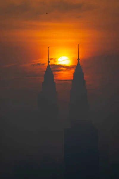 Majestuosa Vista Del Amanecer Sobre Ciudad Kuala Lumpur Malasia — Foto de Stock