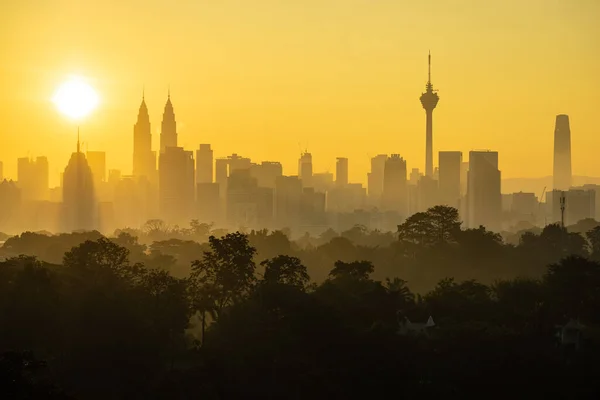 Великолепный Вид Восход Солнца Над Городом Куала Лумпур Малайзия — стоковое фото
