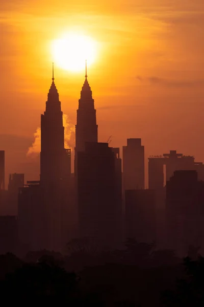 Majestueuse Vue Lever Soleil Sur Centre Ville Kuala Lumpur Malaisie — Photo