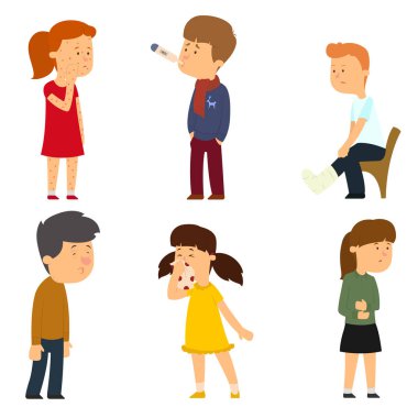 Çocuk hasta. çocuğun yüksek sıcaklık var. Vektör çizim