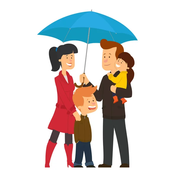 傘の下で幸せな家族 娘です ベクトル図 — ストックベクタ