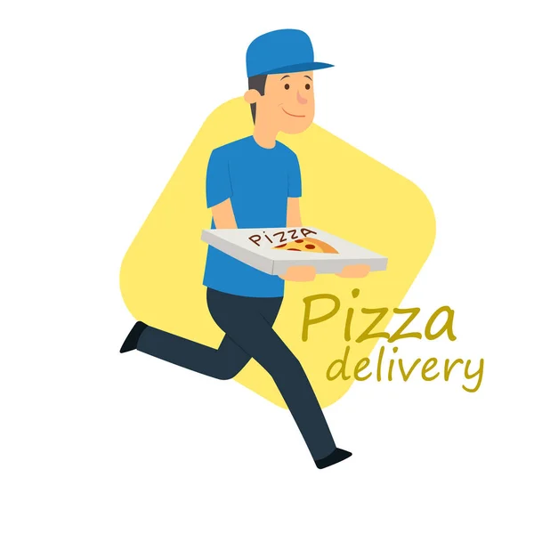 Доставка Піци Людина Коробкою Піци Векторна Ілюстрація — стоковий вектор