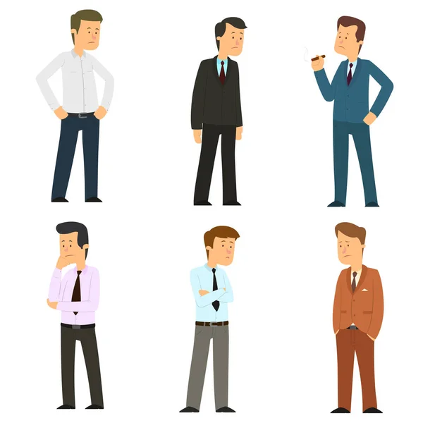 Conjunto de pensativos hombres de negocios . — Vector de stock