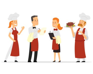 Restoran personeli karakter tasarımı.