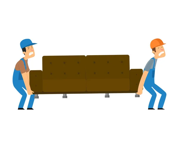 Porters carry sofa. — Stockvector