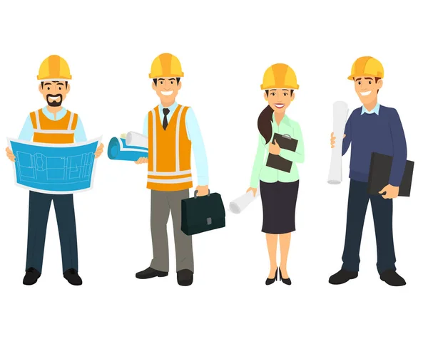 Civil engineer, architect and construction workers — Stock Vector