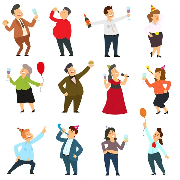 Funny business people dancing at a party in the office. — Stock Vector